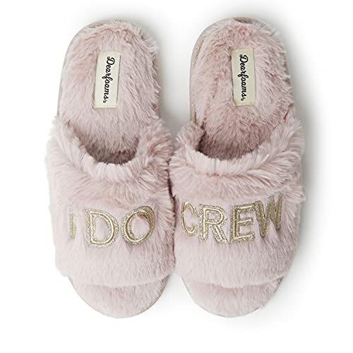 Product Image of the Dearfoams Women's Bride and Bridesmaid Gifts I Do Crew Slippers for Wedding and Bachelorette Party, 𝖨 𝖣𝗈 𝖢𝗋𝖾𝗐 Pale Mauve, Small