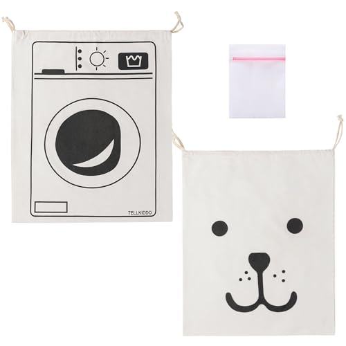 Scettar 2 Pièces Sac à Linge Sale de Voyage - Sac de Rangement en Toile Coton Robuste 60 x 50 cm,pour Voyage et stockage