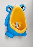 Kids Frog Potty Training Urinal, Wall-Mounted, Green or Blue and Yellow (Blue and Yellow)