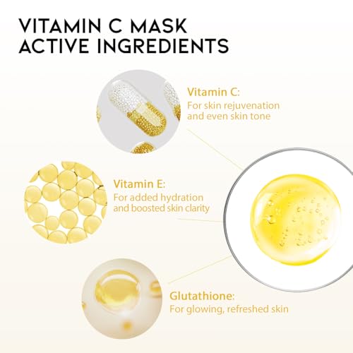 Image of #OOTD Korean Sheet Mask Skincare for Dry Sensitive Skin, Hydrating, Calming & Refreshing Facial Masks with Collagen, Ceramide, Cica, Vitamin C (12-Count)