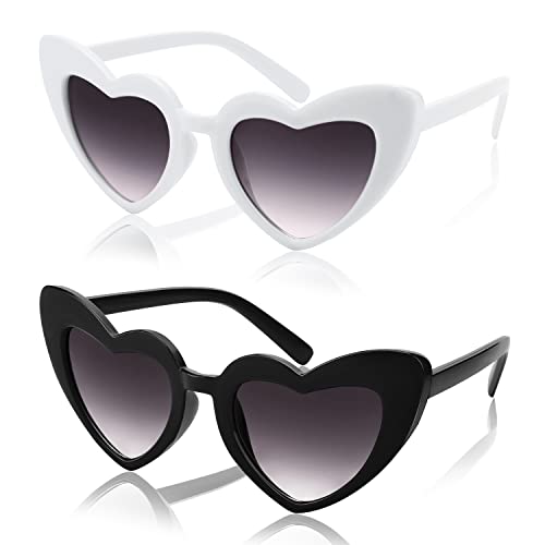FEISEDY 2 Pack Vintage Kids Heart Sunglasses Girls Toddler De Sol Gafas Beach Party Holiday Sun Glasses Age 3-10 B2903