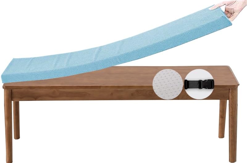 Bench Cushion Kitchen 150/120/100cm x 40cm Sofa Lounge Garden Bench Pad, with Zipper Non Slip Removable Furniture Bench Seat Pad Outdoor Indoor Lounge Bench Cushion(Light Blue,90x45cm x5cm Thick) โ image 1