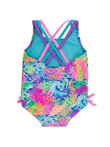 Image of RuffleButts Girls UPF50+ Sun Protection Tie Shoulder /Cross Back One Piece Swimsuit