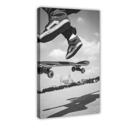 Toile de skate noir et blanc idée cadeau originale pour anniversaire et ado