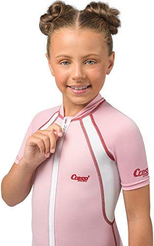 Cressi Kid Shorty Wetsuit 1. 5 mm - Shorty Neoprenový oblek pro děti Ultra Stretch Neopren, růžová/bílá, L (4 let)