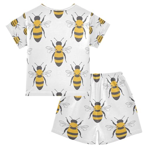 senya Short Sleeve Pajamas Sets Summer Cotton Sleepwear Yellow Black Bee2