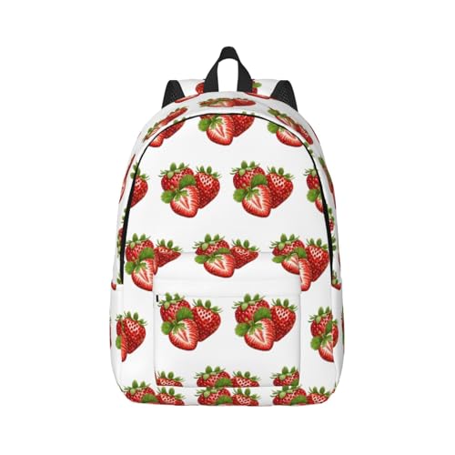 Lightweight Fresh Strawberry Print Backpack, Men'S And Women'S Fashionable Backpack, Travel Outdoor Backpack.