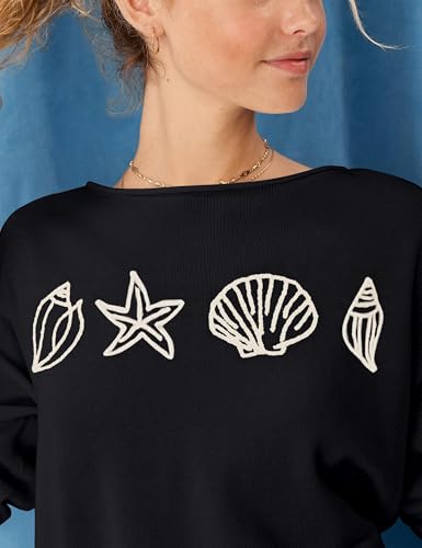 MISSACTIVER Women’s Seashells Graphic Sweater Long Sleeve Boat Neck Knit Pullover Shirt Trendy Starfish Top Fall Outfit2
