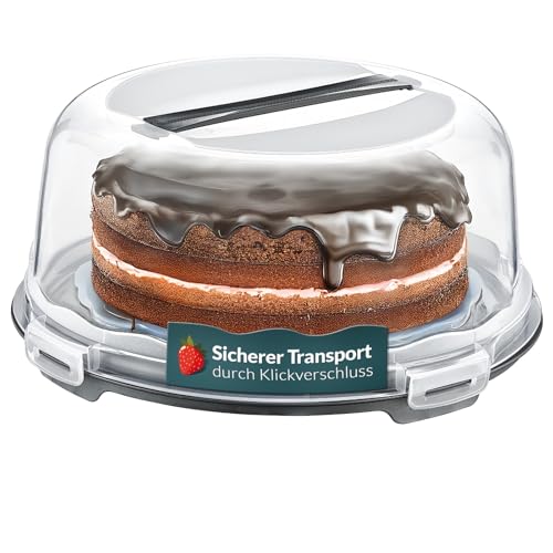 uandu Kuchen Transportbox Rund, Tortentransportbox mit Haube und Griff. Box mit Deckel, ⌀ 34cm, Aufbewahrungsbox, Kuchenbehälter, Kuchenplatte, BPA Frei Tortenbehälter, Tortenbox, Tortenteller