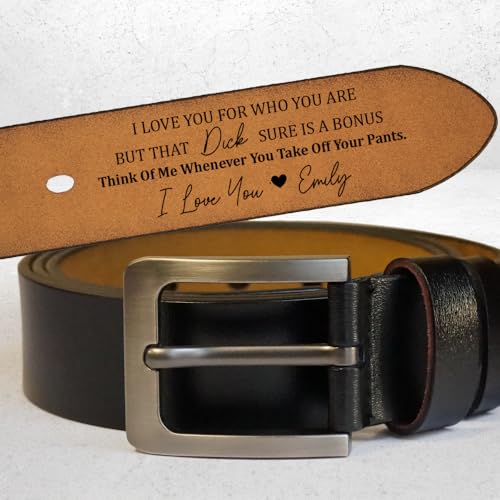 I Love You For Who You Are But That Sure Is A Bonus - Personalized Engraved Leather Belt, Engraved Custom Leather Belt with Name - Unique Christmas, Valentine Gift for Husband, Dad, Him2