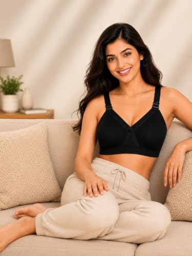 Image of SONA Super Fit Everyday Non Padded Side Support Cotton Full Coverage Bra for Women with Transparent Strap Plus Size Bra