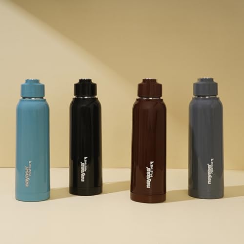 Image of Nayasa Pristine 700ml Water Bottle | BPA-Free Plastic with Insulated Stainless Steel Inner | Leak-Proof Twist Cap | For Office, School, Gym, Travel, and Outdoor Use | Blue