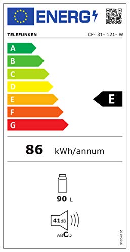 TELEFUNKEN Kühlschrank ohne Gefrierfach, Freistehend, 90 L Gesamt-Nutzinhalt, Kühlschrank klein mit Gemüsefach & 3 Ablagen, Temperaturregelung, LED Innenbeleuchtung, CF-31-121-W weiß – Bild 8