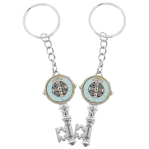 TOYANDONA Llavero Decorativo de Metal Forma de Llave 2 Unidades en Colores Variados Pequeño y Ligero Adecuado para Invitados a Bautizos y Regalos Medalla Religiosa