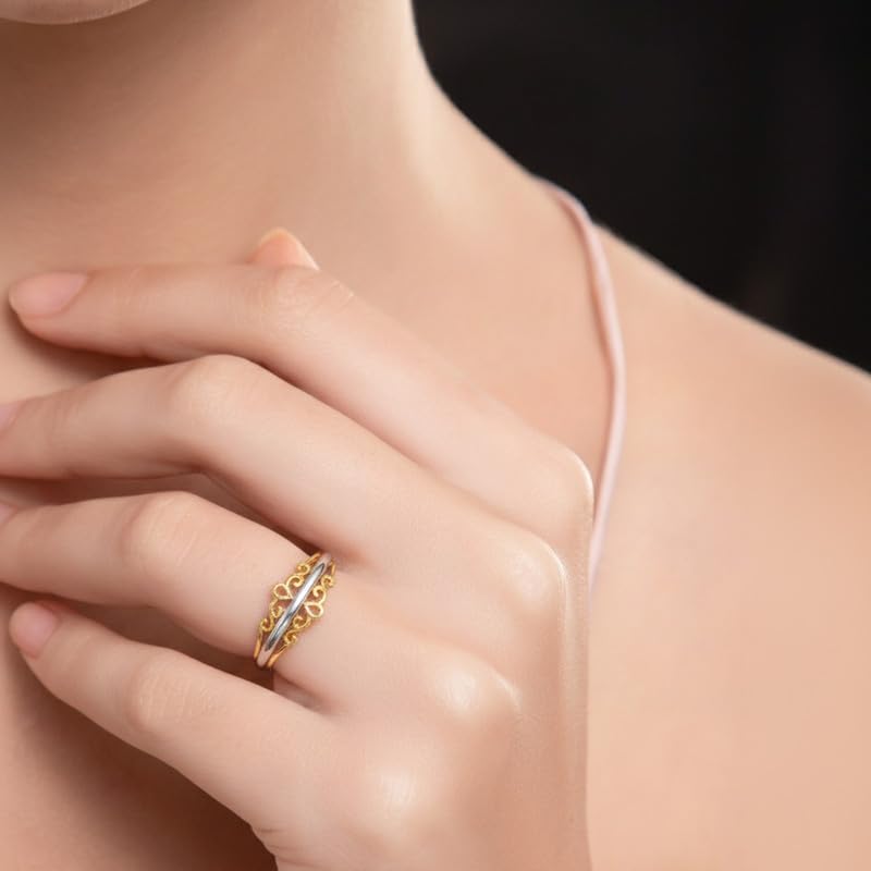 Image of KISNA 9KT / 14KT / 18KT Aurora Filigree Yellow Gold Ring For Women | S14