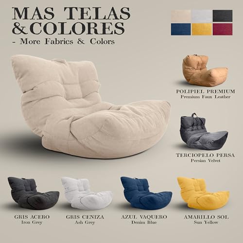 Aiire Relaxo Sitzsack XXL für Kuschelecke - Bean Bag Design mit Füllung - Riesen Sitzsäcke Erwachsene, Sitz Sack Flauschig - Bodenkissen Grob, Bodenstuhl, Bodensessel Anthrazit
