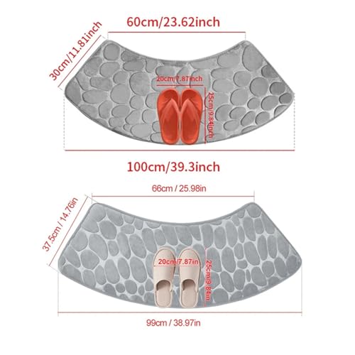 Tapis de bain incurvé antidérapant absorbant rose pour douche 37x100 - 4