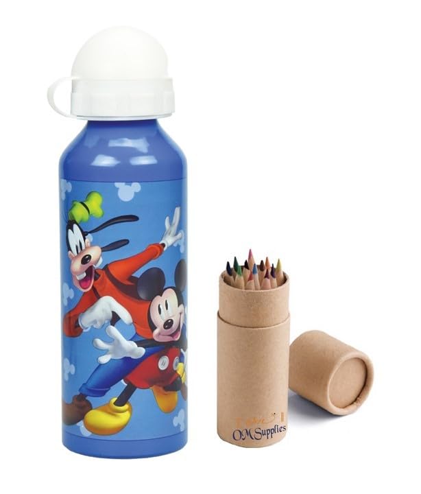 OM SUPPLIES Mickey Characters Aluminium Sports Bottle 520ml, Holiday