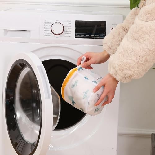 Image of HomeCloud Mesh Laundry Bags | Safeguarding Delicate Fabrics in Your Washing Machine | Set of 5 with Zip Lock for Delicate Clothes, Stockings, Underwear, Bras & Lingerie (Yellow)