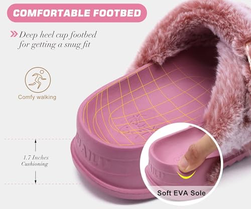 Image of KuaiLu Women's Fluff Slippers Plantar Fasciitis Arch Support Platform Slippers Ladies Fashion Open Toe Faux Fur Sliders Womens House Slipper Size 6-12