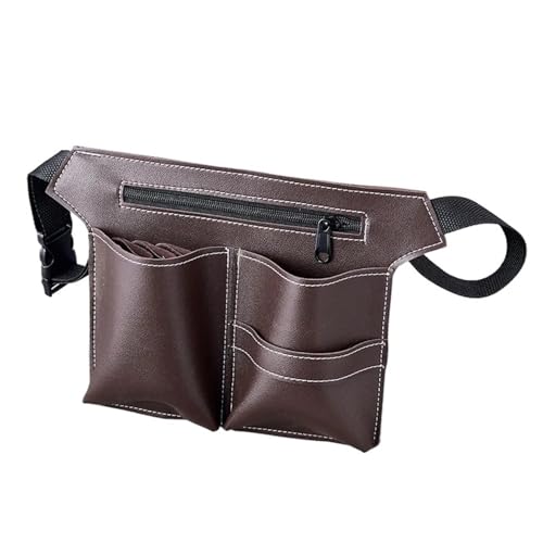 Sac à ciseaux coiffure ceinture réglable en cuir PU marron