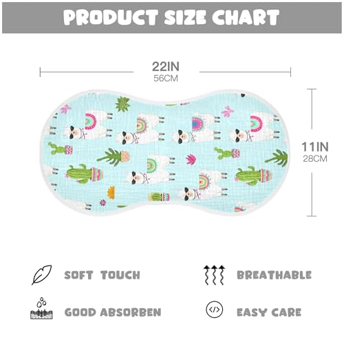 xigua Whimsical Llamas Muslin Baby Burp Cloths Set of 1, Super Soft & Absorbent Burping Rags, Cotton Burp Clothes Shower Gift for Newborn, Baby Girls and Boys4