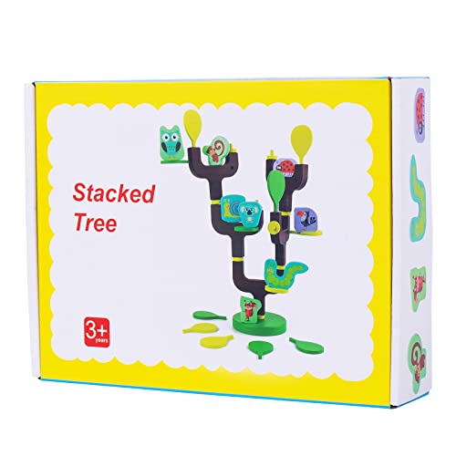 Image of Berry President Animal Wooden Stacking Toy for 3-6 Year Old Boy and Girl, Balance Blocks Tree Montessori Educational Toy Gift for Kids