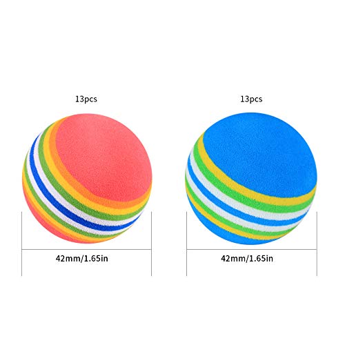 Xiaomoyu Golfbälle Schaumstoff, Übungsgolfbälle, Luftbälle Golf, Schaumstoffball für Anfänger, Kinder, Golftraining - 26 Stück/Rot, Blau