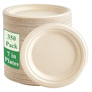 Vplus Compostable Disposable Paper Plates Tremendous Sturdy Paper Plates 100% Bagasse Pure Biodegradable Eco-Pleasant Sugarcane Plates