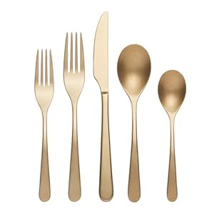 Oneida 894806 Kenbrook Champagne Tumbled 20 Piece Everyday Flatware Set, Service For 4