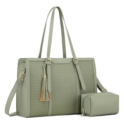 Laptop Tote Bag for Women fits 15.6 Laptop, PU Leather Work Tote bags for Women Large Computer Tote Handbag with Purse Cover