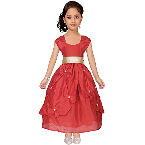 Image of Ripening Baby Girls' Poly Satin Puffed Cap Sleeves and A Square Neckline Gown