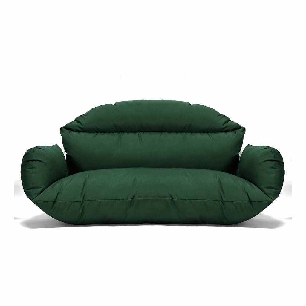 Soft Symphony Cushions for Double Seater Swing Chair - Polyester Cloth Cushion for Hanging/Outdoor Egg/Garden Jhula - Seat Padded Pillow (Dark Green)-picture-12