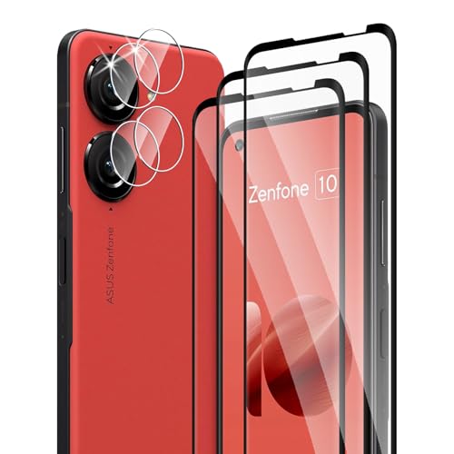 Fyqzio [3+2 Pièces Verre Trempé Pour Asus Zenfone 10 et Caméra Arrière Protecteur,Sans Bulles,9H Dureté,Anti-Rayures,HD Film Protection Ecran pour Asus...