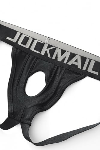 JOCKMAIL Herren Jockstrap Tangas Sexy Unterwäsche Athletic Supporter Herren Atmungsaktiv G-String (DE/NL/SE/PL, Alphanumerisch, XL, Regular, Regular, Schwarz)