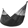 Lazy Daze Hammocks Handwoven Mayan Hammock, 10.5 FT Soft Rope Double Hammocks, Portable Outdoor Hammock with Carry Bag, 2 Straps & carabiners for Patio Outside, 550 lbs Weight Capacity, Gray