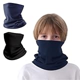 VDYXEW Paquete de 2 calentadores de cuello para niños, polainas térmicas resistentes al viento para niños y niñas, transpirable y elástico, máscara facial de invierno para esquí, snowboard, ciclismo