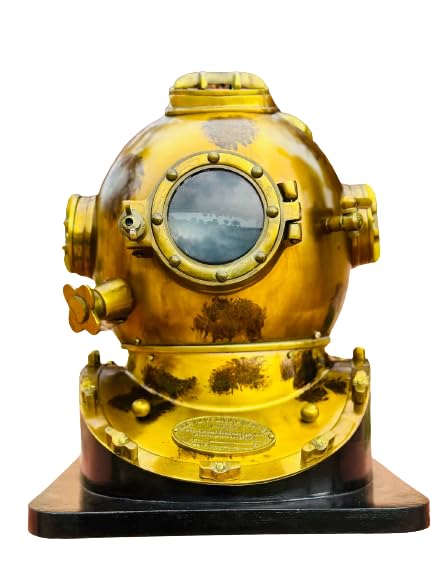 ANSARI Antiques Vintage Marine Divers Helmet Solid Steel & Brass Scuba Diving Helmet | Antique Sea Diver Decorative Desk Nautical Replica Rustic Vintage Home Decor Gifts 06