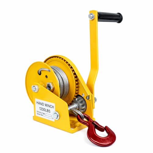 Image of Awesome Heavy Duty Hand Winch with Galvanised Steel Cable - Self-Locking Brake Gear Manual Crank Boat Trailer Winch for Lifting, Towing, Loading, ATV, Marine & Utility | Self-Locking Brake Gear, Manual Crank, For Lifting, Towing, Loading, Boat Trailer, ATV, Marine & Utility