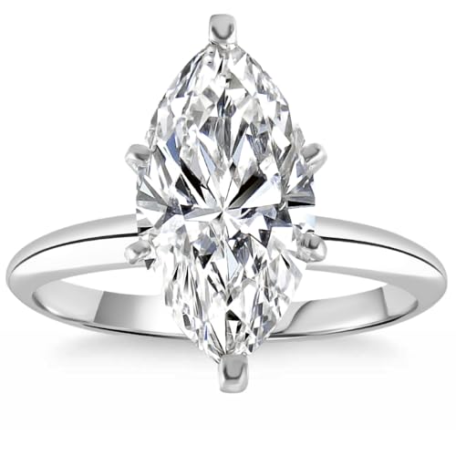 Pompeii Certified 2-6Ct Marquise Solitaire Diamond Engagement Ring 14k Gold Lab Grown - Size 7 (G/H,VS2-SI1)