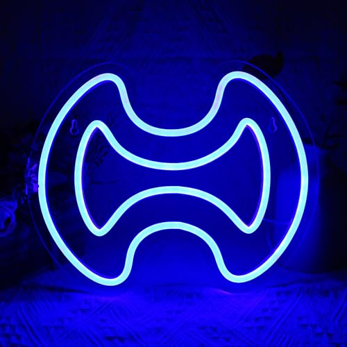 Image of Gaming Warrior Neon Sign for Wall Decor, LED Neon Light for Game Room, Bedroom Decorations, Dimmable, Blue, 5V USB Powered, 11.8 inch x 9.5 inch