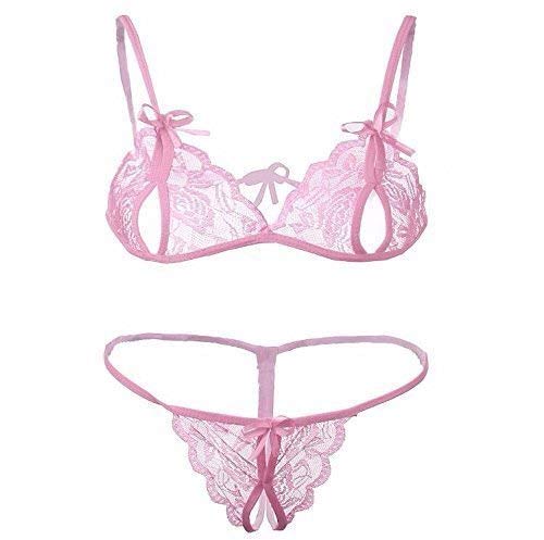 Women's Babydoll Bikini Lace Lingerie (Pink)