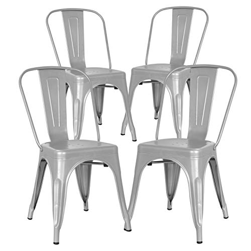 Poly and Bark Metal Modern Dining Chair, Industrial Mid Century Kitchen Cafe Restaurant