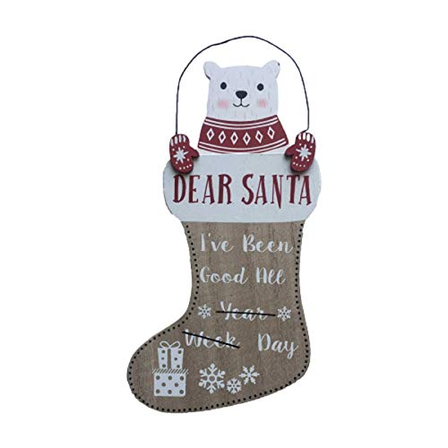 Image of Christmas Stocking Wall Plaque Polar Bear Have A Merry Little Christmas Time