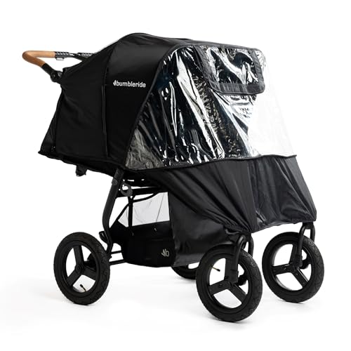 Bumbleride Indie Twin Stroller Rain Cover - PFAS-Free Non-PVC Rain Shield with Side Vents, Roll-Up Front for Easy Access & Magnetic Peek-a-Boo Window image 4