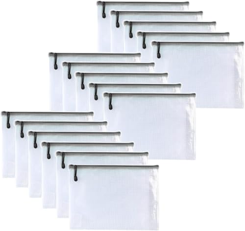 Image of Oaimyy-16PCS-Mesh Zipper Pouch, Plastic Zip File Folders Puzzle Bags for Organizing,Office Supplies,Travel,Home Storage-Black (Black, 3"x 5")