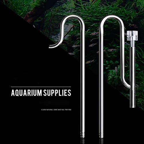 Metal Lily Pipe Surface Skimmer Stainless Steel Inflow Outflow With 2 Acrylic Holder For Aquarium Planted Tank, Inflow And Outflow Pipe Set Removes Surface Scum Pipe #TOP2