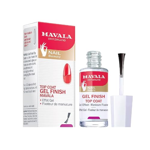 MAVALA - Gel Finish Top Coat 10 ml, Esmalte Fijador, Tratamiento De Manicura, con Efecto Gel Para Las Uñas, Volumen, Suavidad y Brillo Extra, Incoloro