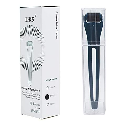 Derma Roller DRS 128 Titanium Needle 0.25/0.5/1.0mm Microneedling Therapy Face Beauty Tool for Skin Rejuvenation Anti-Aging Hair Beard Regrowth,0.5mm Cover