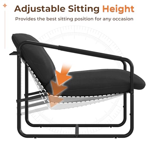 image for DICTAC Sling Accent Chair, Modern Metal Frame Armchair with Comfy Cush